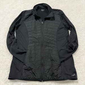 BCG Quilted Hybrid Jacket Women XL Black Full Zip Mock Neck Activewear